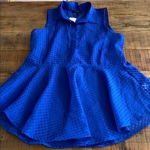 NEW Cupio Royal Blue Dressy Peplum Top, Large